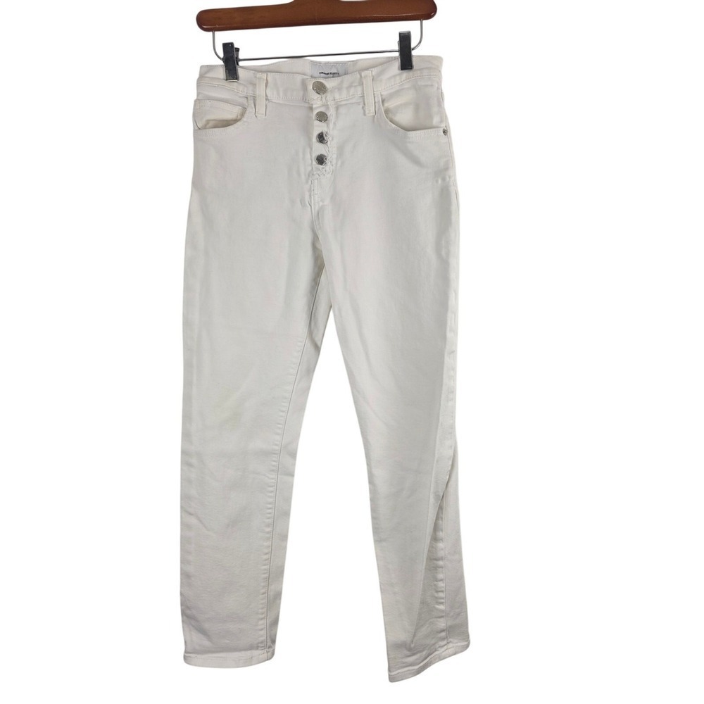 Current/Elliot Button Fly Jeans 23 Womens Skinny Leg White Denim Bottoms
